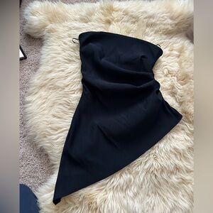 Black Asymmetric Strapless Women’s Top